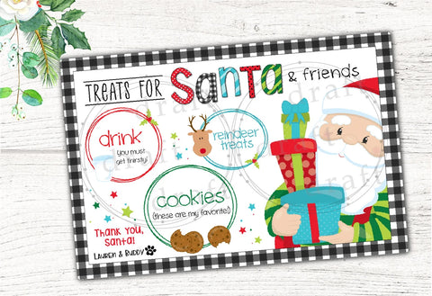 Personalized Christmas Eve Cookies and Milk Santa Tray