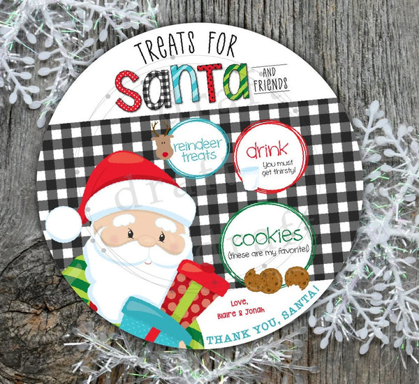 Personalized Christmas Eve Cookies and Milk Santa Tray
